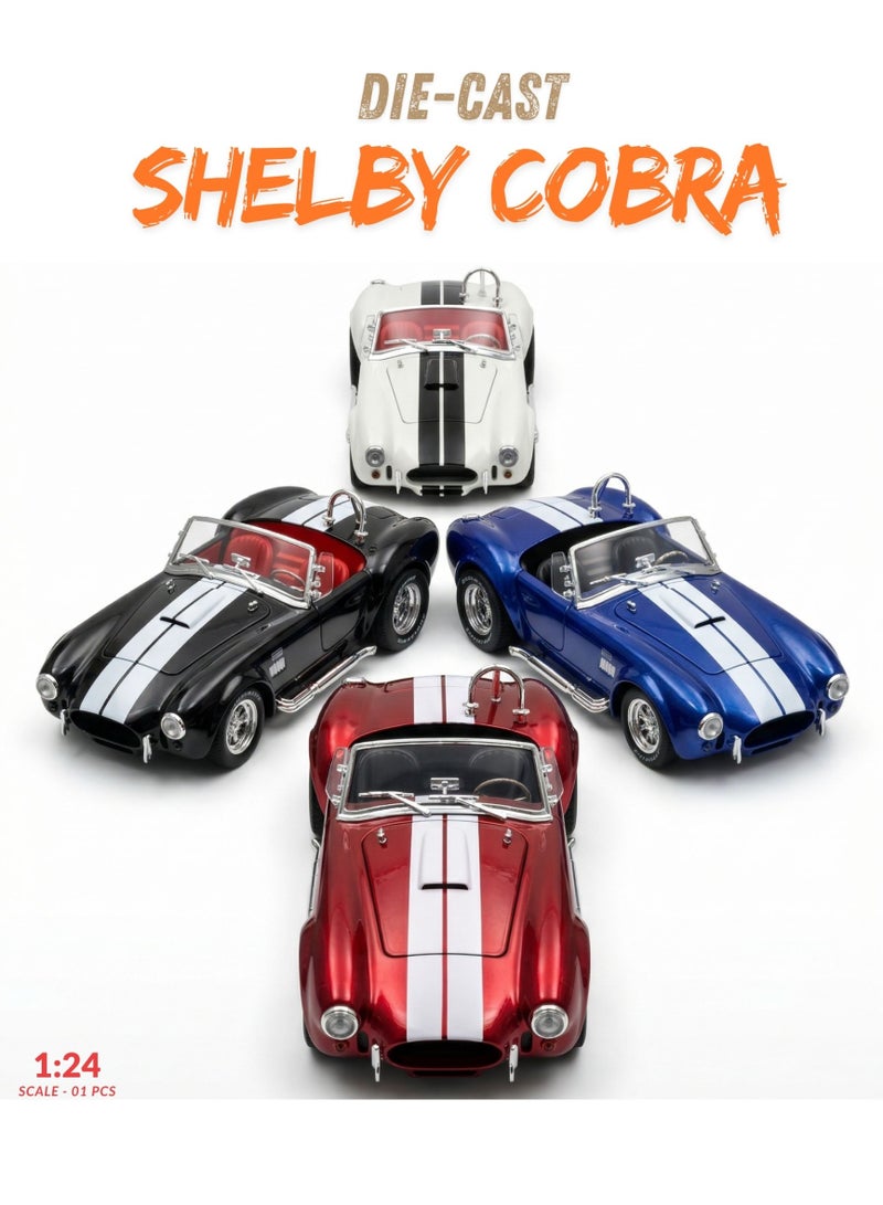SHELBY سيارة نموذجية مقلدة شيلبي كوبرا 427 S/C 1:24 - متنوعة (CZ215A) – رودستر كلاسيكي فخم مع أضواء LED وأبواب قابلة للفتح – لعبة لجمعها - Image 1