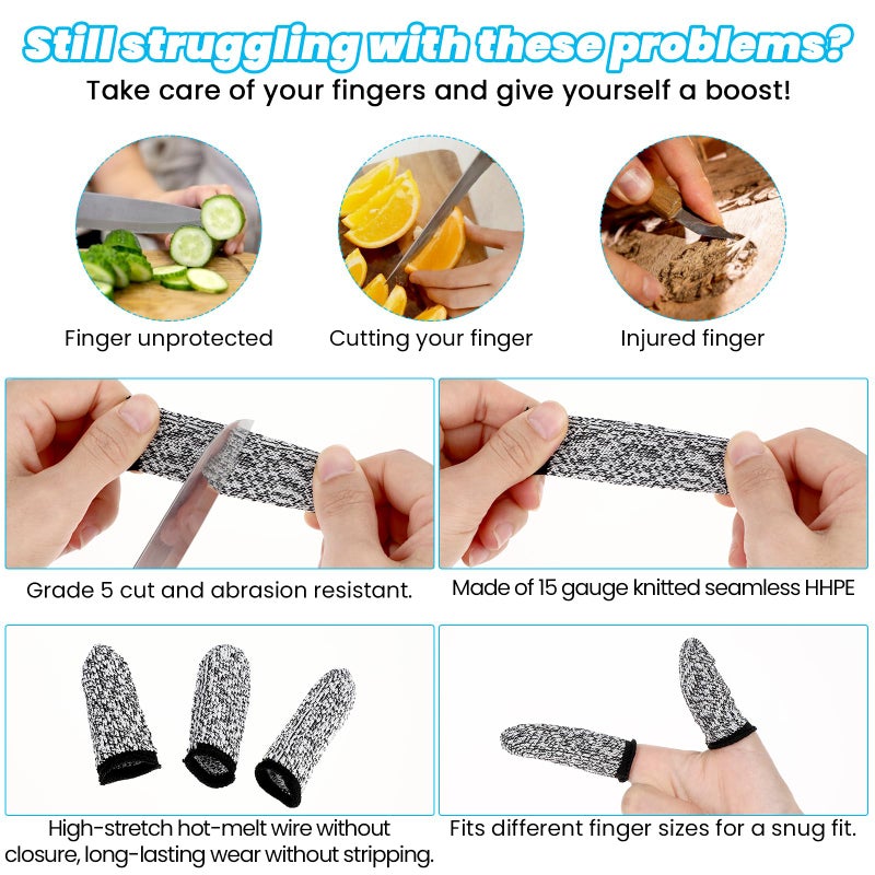 Ymapinc 14 Pieces Finger Covers, Ymapinc Finger Sleeve Cots Protector for Finger Tips, Reusable Thumb Finger Protectors Cut Resistant Guards for Kitchen Sculpture Work - Image 3