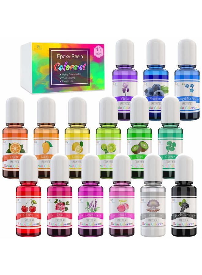 DecorRom Epoxy Resin Colour Pigment - 15 Colour Resin Colourant Liquid Dye - Highly Concentrated Epoxy Colourant for Epoxy Resin Art, DIY Jewellery Making Supplies - AB Resin Colouring for Paint, Crafts - 1... - Image 1
