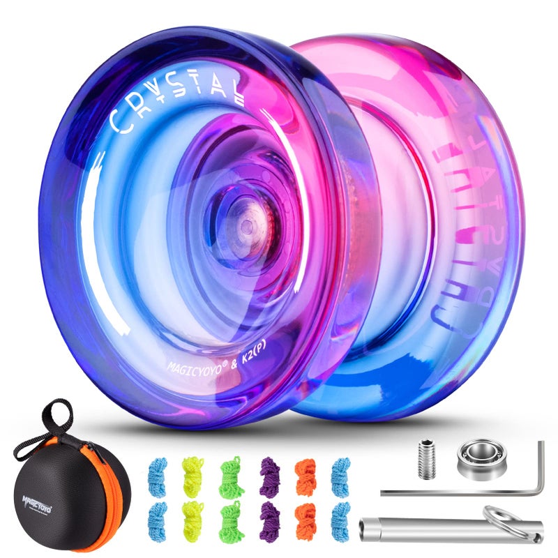 MAGICYOYO Responsive Yoyo for Kids Yoyo K2 Crystal Pink Purple, Dual Purpose Yoyo for Beginner, Trick Yoyo Professional Yoyo Ball with Unresponsive Yoyo Bearing Kit + 12 Yoyo Strings + Yoyo Case - Image 1