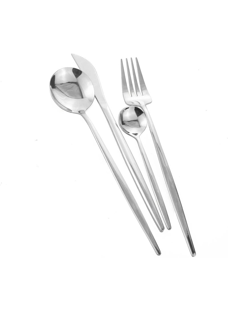 هومستر مجموعة أدوات الطعام من الفولاذ المقاوم للصدأ 24 قطعة ، سكين شوكة ملعقة أدوات الطاولة لـ 6 أشخاص ، غسالة صحون آمنة ، مجموعة أدوات طعام حديثة للاستخدام المنزلي والزفاف - Image 3