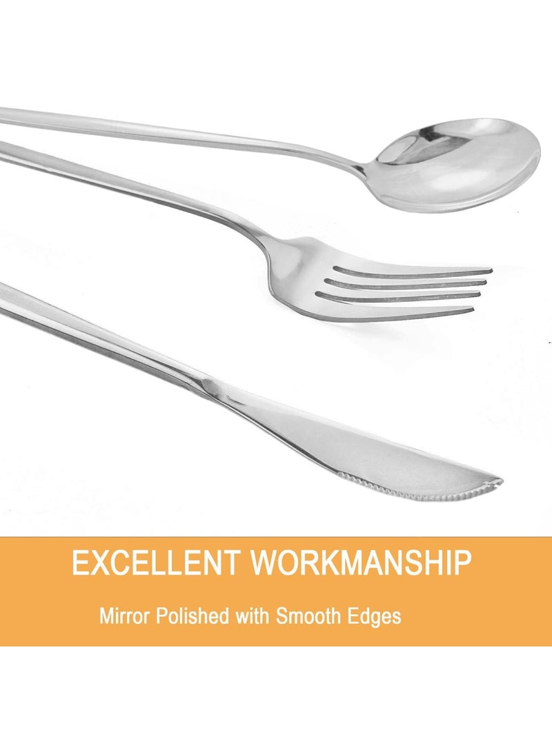 هومستر مجموعة أدوات الطعام من الفولاذ المقاوم للصدأ 24 قطعة ، سكين شوكة ملعقة أدوات الطاولة لـ 6 أشخاص ، غسالة صحون آمنة ، مجموعة أدوات طعام حديثة للاستخدام المنزلي والزفاف - Image 5