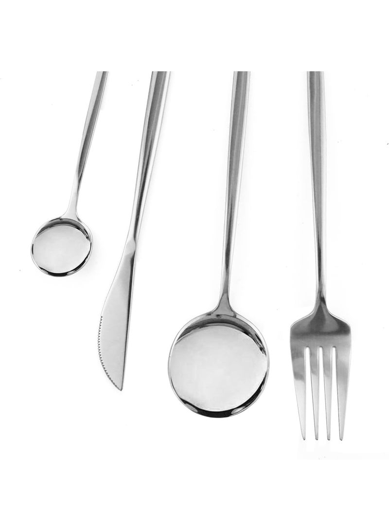 هومستر مجموعة أدوات الطعام من الفولاذ المقاوم للصدأ 24 قطعة ، سكين شوكة ملعقة أدوات الطاولة لـ 6 أشخاص ، غسالة صحون آمنة ، مجموعة أدوات طعام حديثة للاستخدام المنزلي والزفاف - Image 4