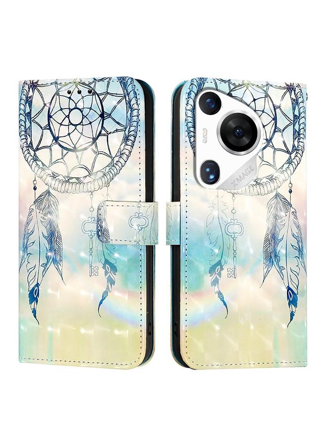 زبون جراب لهاتف Huawei Pura 70 Pro، جراب جلدي أفقي قابل للطي بتصميم ثلاثي الأبعاد - Image 2