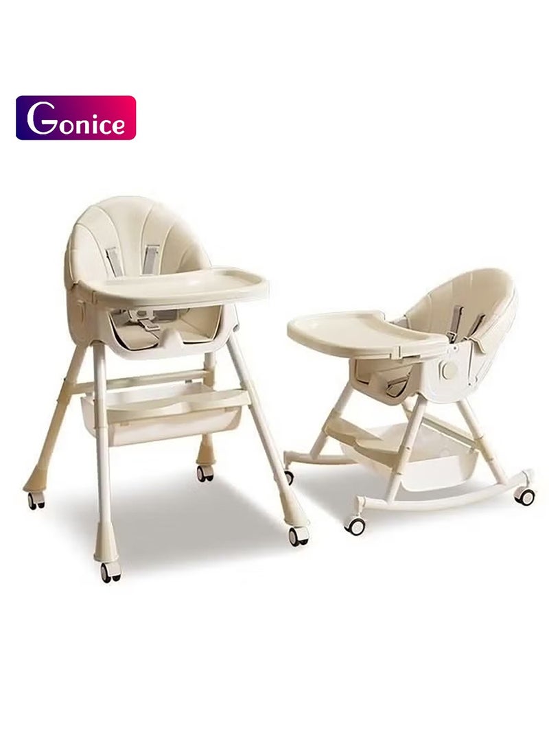 Gonice Baby High Chair 4 In 1 Folding Recline Feeding Seat Height Adjustable Child Feeding Chair with Removable Plate  - Image 1
