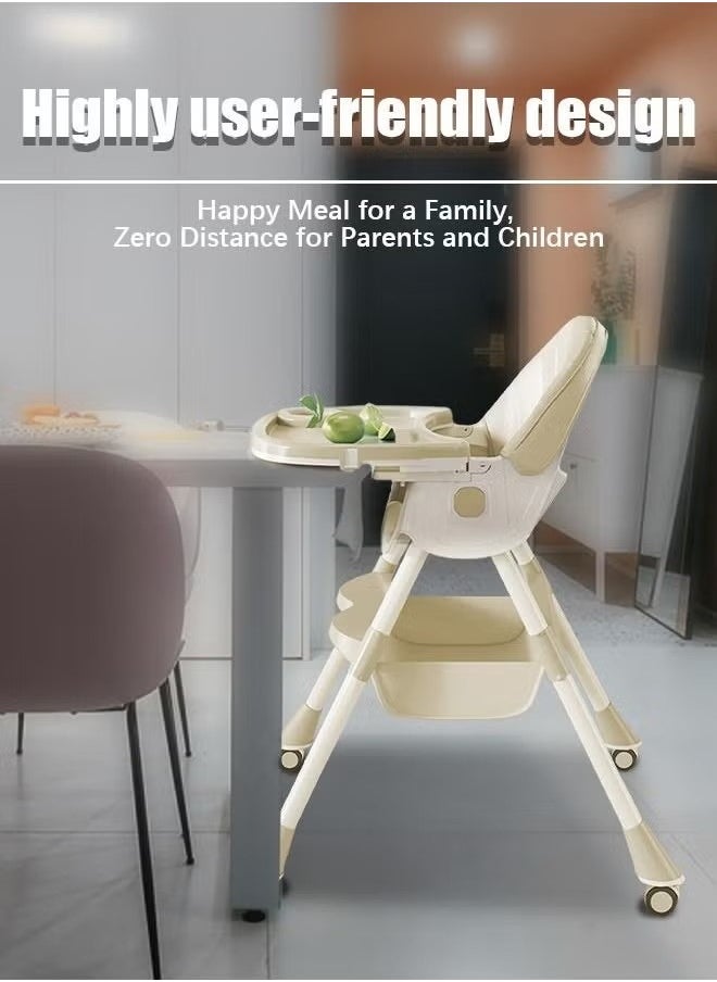 Gonice Baby High Chair 4 In 1 Folding Recline Feeding Seat Height Adjustable Child Feeding Chair with Removable Plate  - Image 3