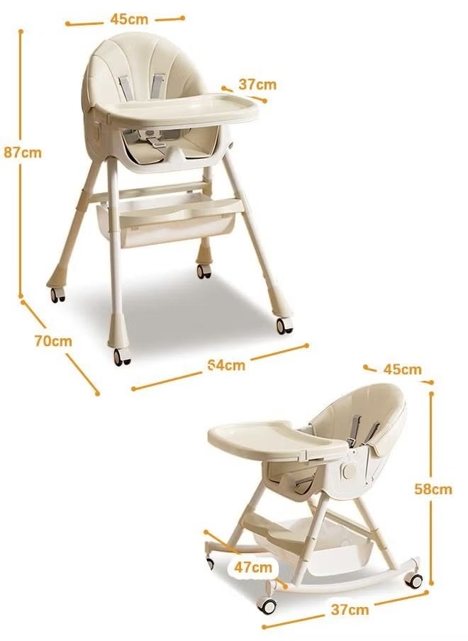 Gonice Baby High Chair 4 In 1 Folding Recline Feeding Seat Height Adjustable Child Feeding Chair with Removable Plate  - Image 2