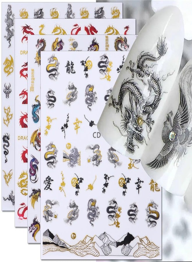 JALIYA 3D Chinese Dragon Nail Decals for Nail Art: Flying Dragons for Manicure Decor - Image 1