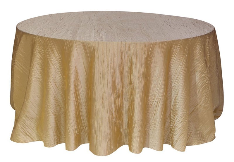 Your Chair Covers Your Chair Covers  120 Inch Round Champagne Crinkle Taffeta Tablecloth  Elegant Table Linen for Weddings Parties  Special Events