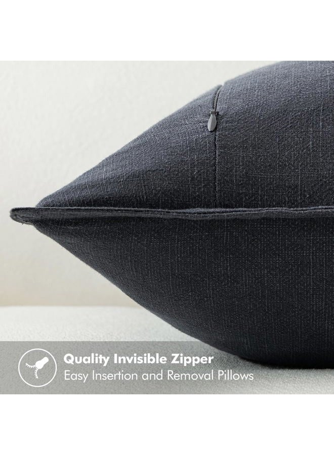 MIULEE Decorative Linen Euro Sham Pillow Covers 24x24 Dark Gray ​Boho Farmhouse​ ​Neutral Couch Throw Pillows for Bed Pack of 2 Accent Modern Pillowcase Sofa Livingroom Home Decor - Image 3