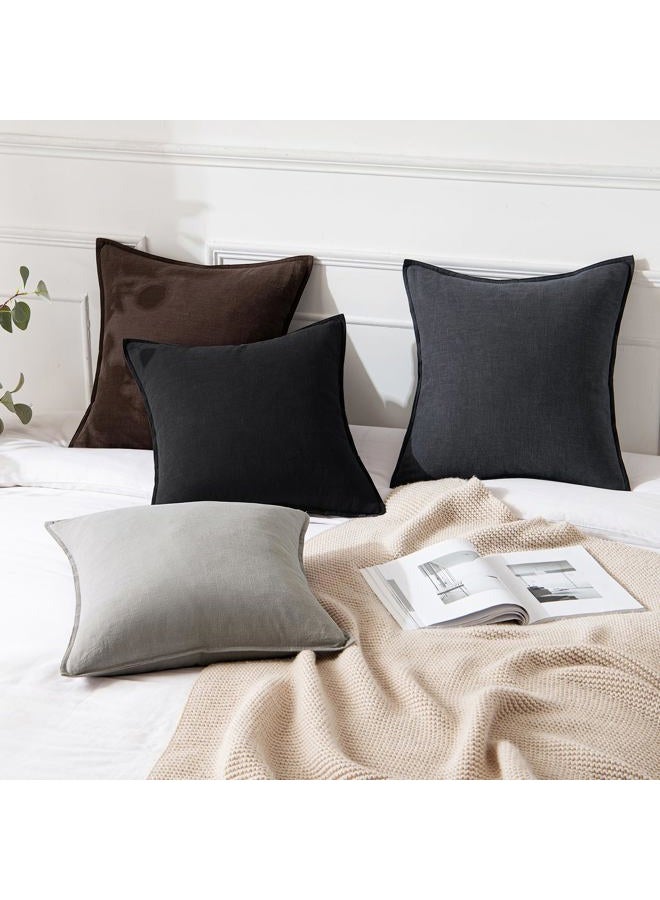 MIULEE Decorative Linen Euro Sham Pillow Covers 24x24 Dark Gray ​Boho Farmhouse​ ​Neutral Couch Throw Pillows for Bed Pack of 2 Accent Modern Pillowcase Sofa Livingroom Home Decor - Image 4
