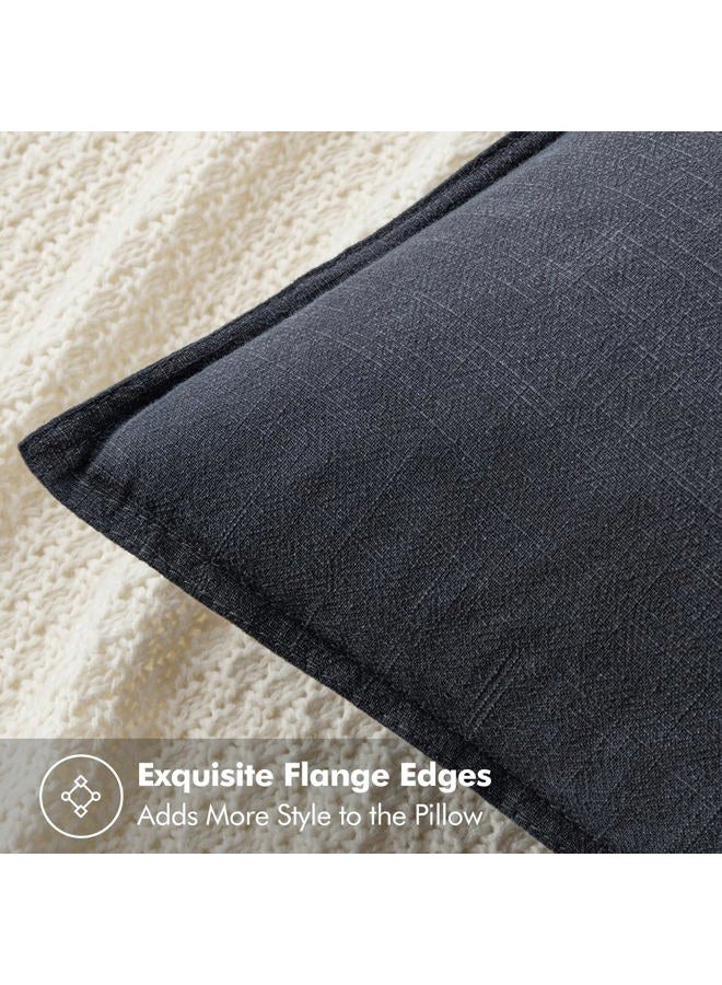 MIULEE Decorative Linen Euro Sham Pillow Covers 24x24 Dark Gray ​Boho Farmhouse​ ​Neutral Couch Throw Pillows for Bed Pack of 2 Accent Modern Pillowcase Sofa Livingroom Home Decor - Image 2