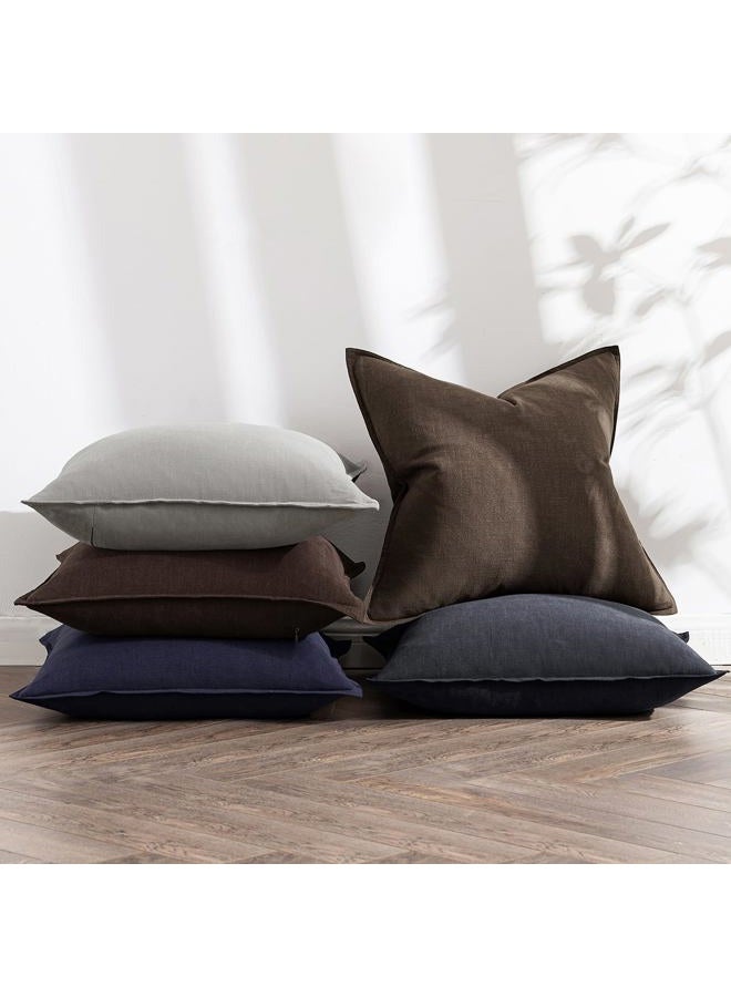 MIULEE Decorative Linen Euro Sham Pillow Covers 24x24 Dark Gray ​Boho Farmhouse​ ​Neutral Couch Throw Pillows for Bed Pack of 2 Accent Modern Pillowcase Sofa Livingroom Home Decor - Image 5