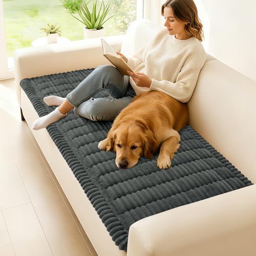 hyha Couch Covers for Dogs Washable Non Slip Plush Dog Sofa Protectors Fuzzy Pet Couch Covers for 3 Cushion Sofa Pet Friendly Dark Grey 276 x 276 - Image 3