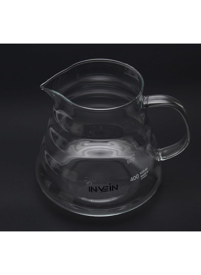 INVEIN V60 Coffee Server, 600ml - Heat-Resistant Glass Coffee Server 02 with Lid, Rippled Design for Smooth Stirring and Pouring, Perfect for Brewing and Serving 1-4 Cups - Image 2
