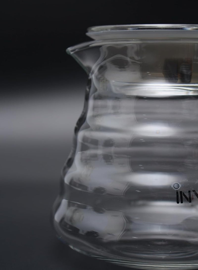 INVEIN V60 Coffee Server, 600ml - Heat-Resistant Glass Coffee Server 02 with Lid, Rippled Design for Smooth Stirring and Pouring, Perfect for Brewing and Serving 1-4 Cups - Image 4