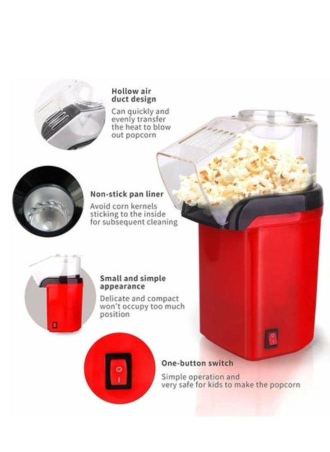 ACLIX - Hot Air Popcorn Popper Maker With Measuring Cup To Portion Popping Corn Kernels + Melt Butter 1400 W DAPP150V2RD04 Red - Image 1