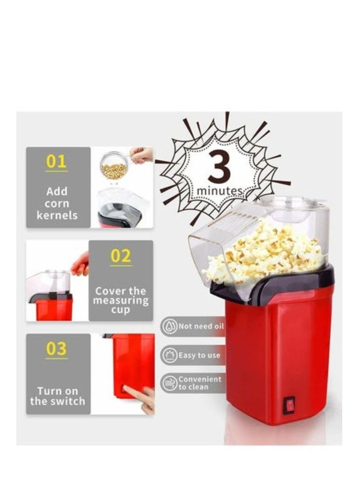 ACLIX - Hot Air Popcorn Popper Maker With Measuring Cup To Portion Popping Corn Kernels + Melt Butter 1400 W DAPP150V2RD04 Red - Image 1