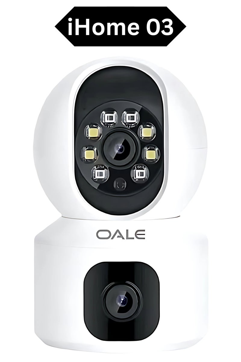 OALE iHome 03 Smart Security Camera – 360° Panoramic View, Dual Audio, Night Vision, Motion Detection, Real-Time 2-Way Voice Call – Indoor/Outdoor WiFi Surveillance - Image 1