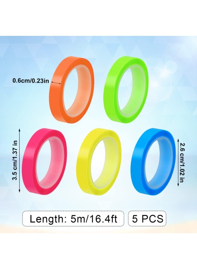 SUNSAR 5 Rolls Highlighter Tape Colored Transparent Marking Sticker Removable Fluorescent Neon Tape Annotation Supplies for Teachers Students Reading Home Office - Image 2