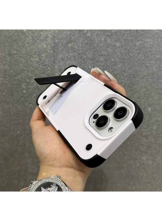 Black Luxury Hybrid Armor Phone Case with Folding Stand for iPhone 13 Shockproof Protective Cover - Image 3