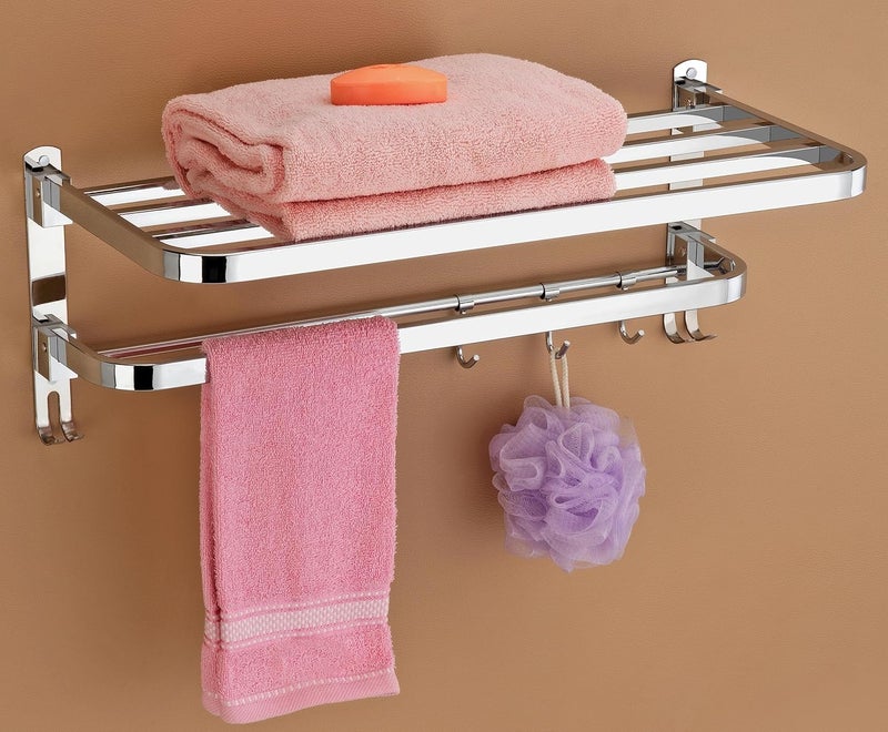 Stainless Steel Dual Folding Towel Rack for Bathroom/Towel Stand/Hanger/Bar/Bathroom Accessories  - Image 4