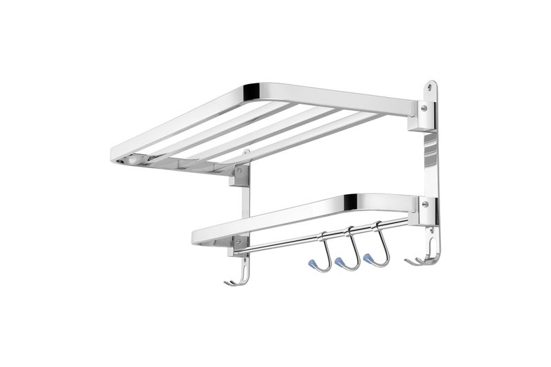 Stainless Steel Dual Folding Towel Rack for Bathroom/Towel Stand/Hanger/Bar/Bathroom Accessories  - Image 1