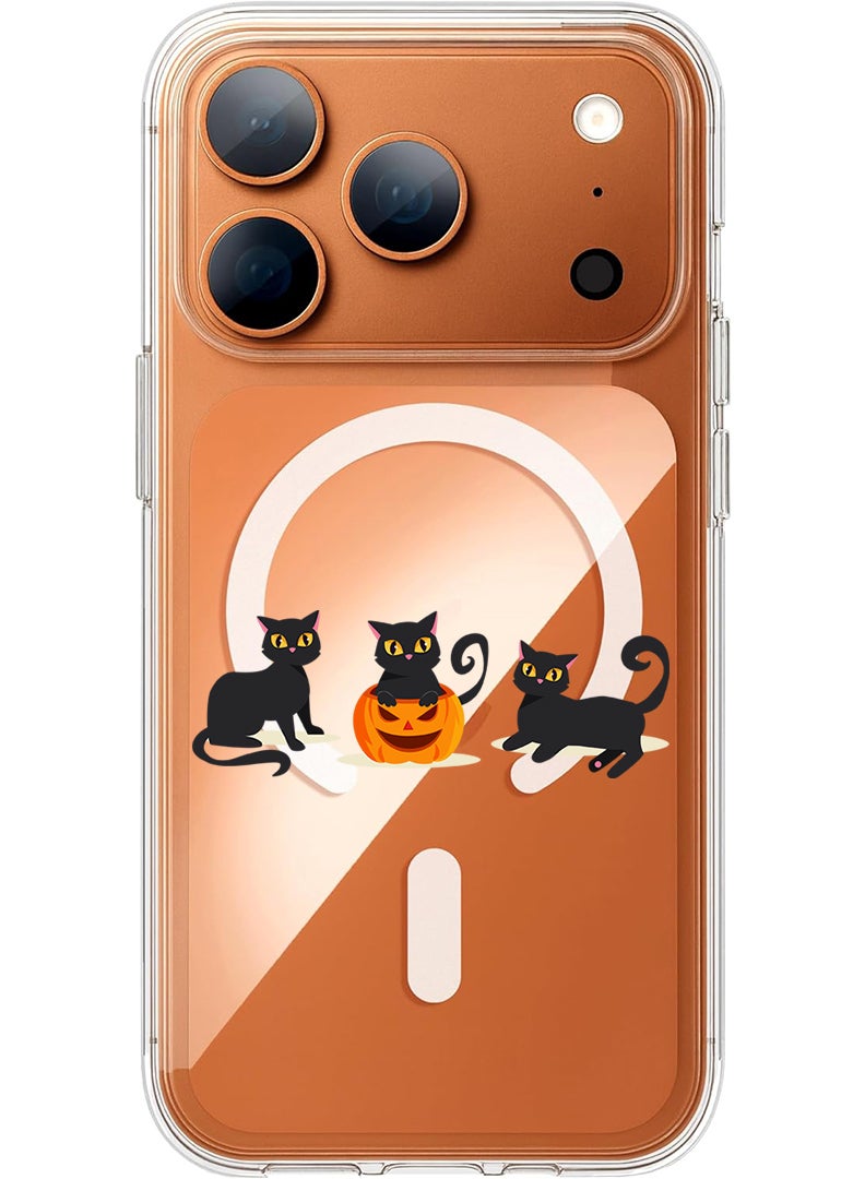 Theodor Magnetic Case for Apple iPhone 17 Pro Max Compatible with MagSafe Wireless Charging, Shockproof Phone Bumper Cover - Cats Pumpkin Halloween2-01 - Image 1