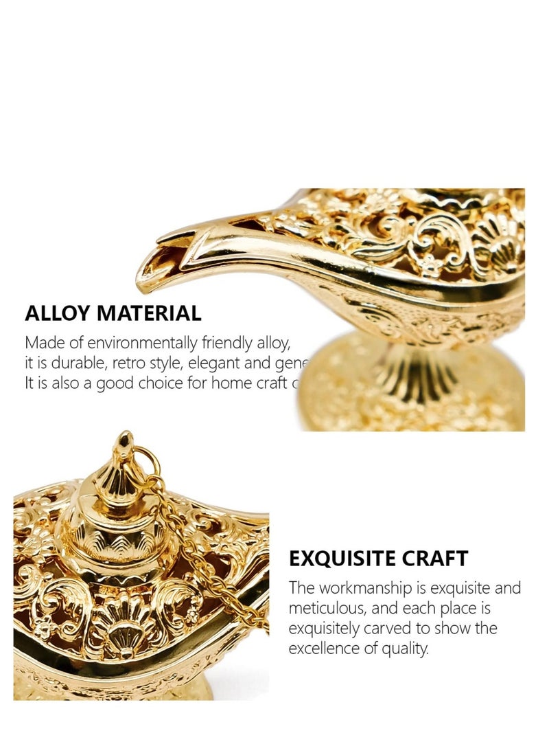 Vintage Legend Aladdin Magic Genie Lamp, Metal Carved Wishing Light for Home Wedding Party Tabletop Decoration Delicate Gift, Small Gold - Image 2