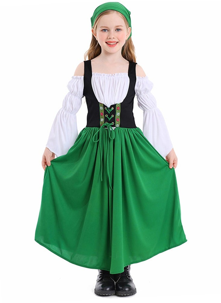 Al Aoyama - Girl's farm dress medieval-style Munich festival long dress, Germany Bavarian traditional costume - Image 1