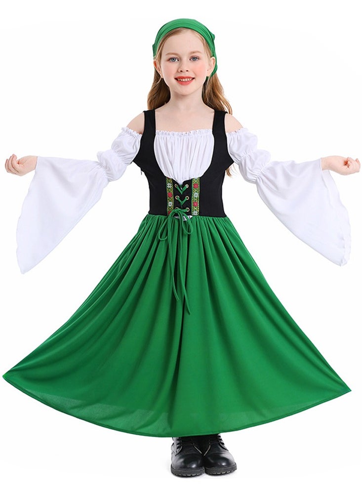 Al Aoyama - Girl's farm dress medieval-style Munich festival long dress, Germany Bavarian traditional costume - Image 1