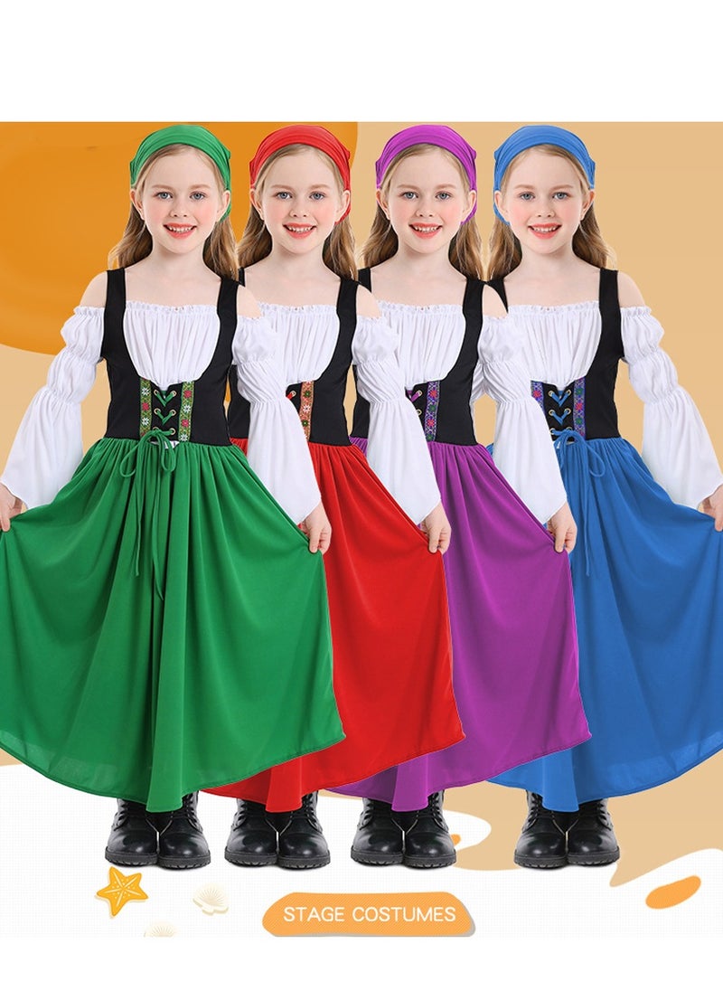 Al Aoyama - Girl's farm dress medieval-style Munich festival long dress, Germany Bavarian traditional costume - Image 1