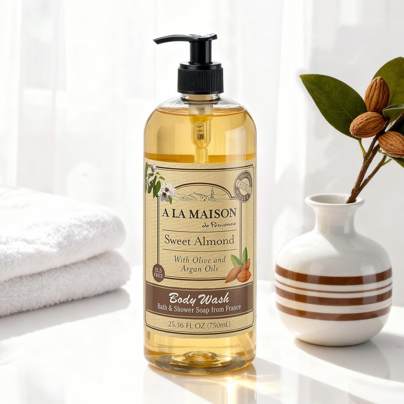 A LA MAISON French Hydrating Liquid Body Wash, Sweet Almond - Natural Body Wash Made with Essential Oils - Biodegradable, Plant-Based, Vegan, Cruelty-Free, Alcohol & Paraben Free (25.36 oz, 1 Pack) - Image 3