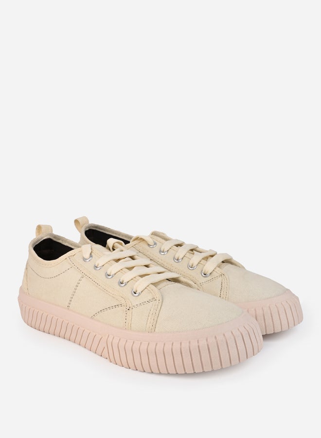 Styli Contrast Stitch Casual Canvas Lace Up Sneakers  - Image 3