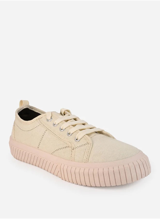 ستايلي Contrast Stitch Casual Canvas Lace Up Sneakers