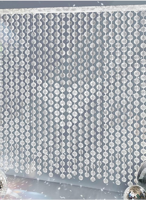 Disco Ball Foil Curtain Set for Disco Bachelorette Party Decorations, Disco Ball Backdrop Curtain with Photography Backdrop Curtains, Set of 2