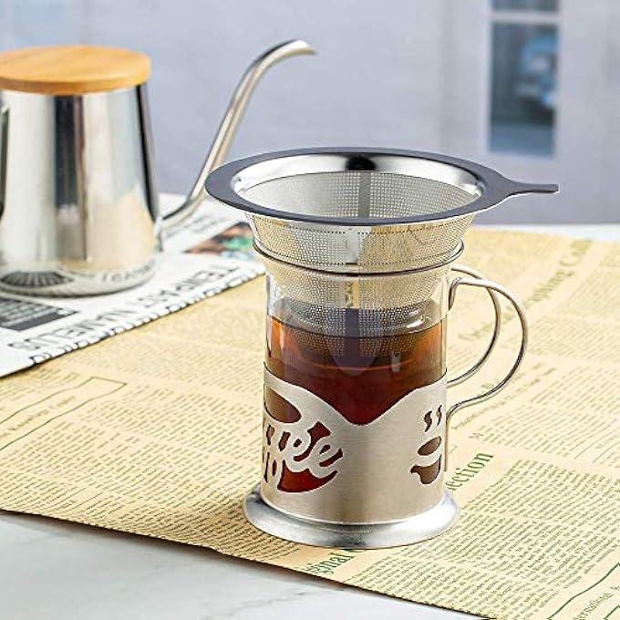 HASTHIP V60 Cone Coffee Dripper Reusable Pour Over Coffee Dripper Stainless Steel Cone Filter Paperless Mesh Coffee Maker Durable  Easy To Clean For Home Cafe Restaurants - Image 5