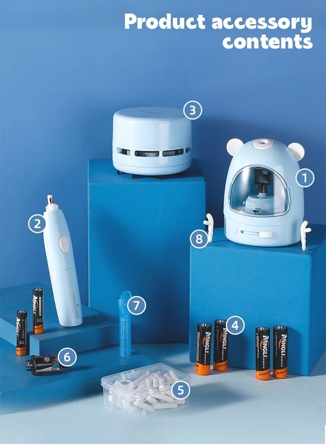 tenwin Electric Stationery Gift Set for Kids Sharpener Eraser Desktop Vacuum Cleaner Eraser Refill Pencil Replacement Insert - Image 2