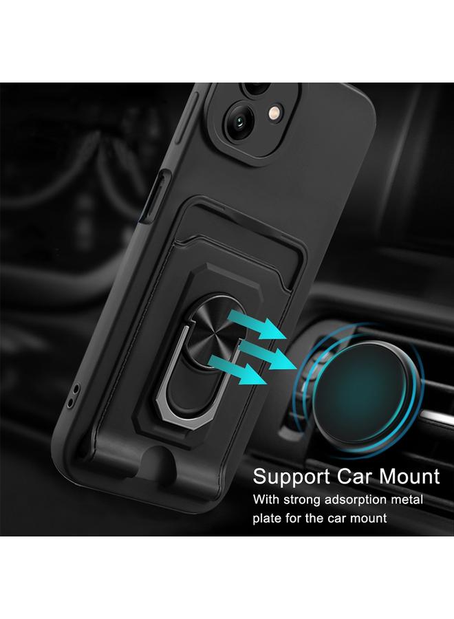 S-TOP Case For Samsung Galaxy A04 / M13 5G Ring Kickstand Card Wallet TPU Phone Case with Lanyard - Image 3