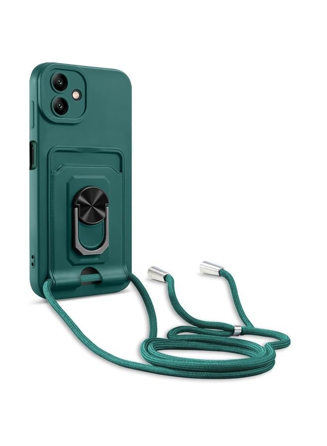 S-TOP Case For Samsung Galaxy A04 / M13 5G Ring Kickstand Card Wallet TPU Phone Case with Lanyard - Image 1