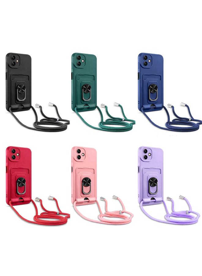 S-TOP Case For Samsung Galaxy A04 / M13 5G Ring Kickstand Card Wallet TPU Phone Case with Lanyard - Image 2