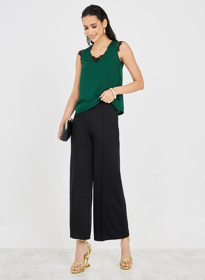 Styli Lace Trim V Neck Regular Fit Cami Top