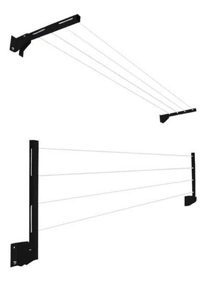 GLITZ® Space Saving Foldable 5 Wire Metal Wall Mount Cloth Drying Stand | Black Color Collapsible Rack with Free Clothesline | Ideal for Indoor & Outdoor Use - Image 2