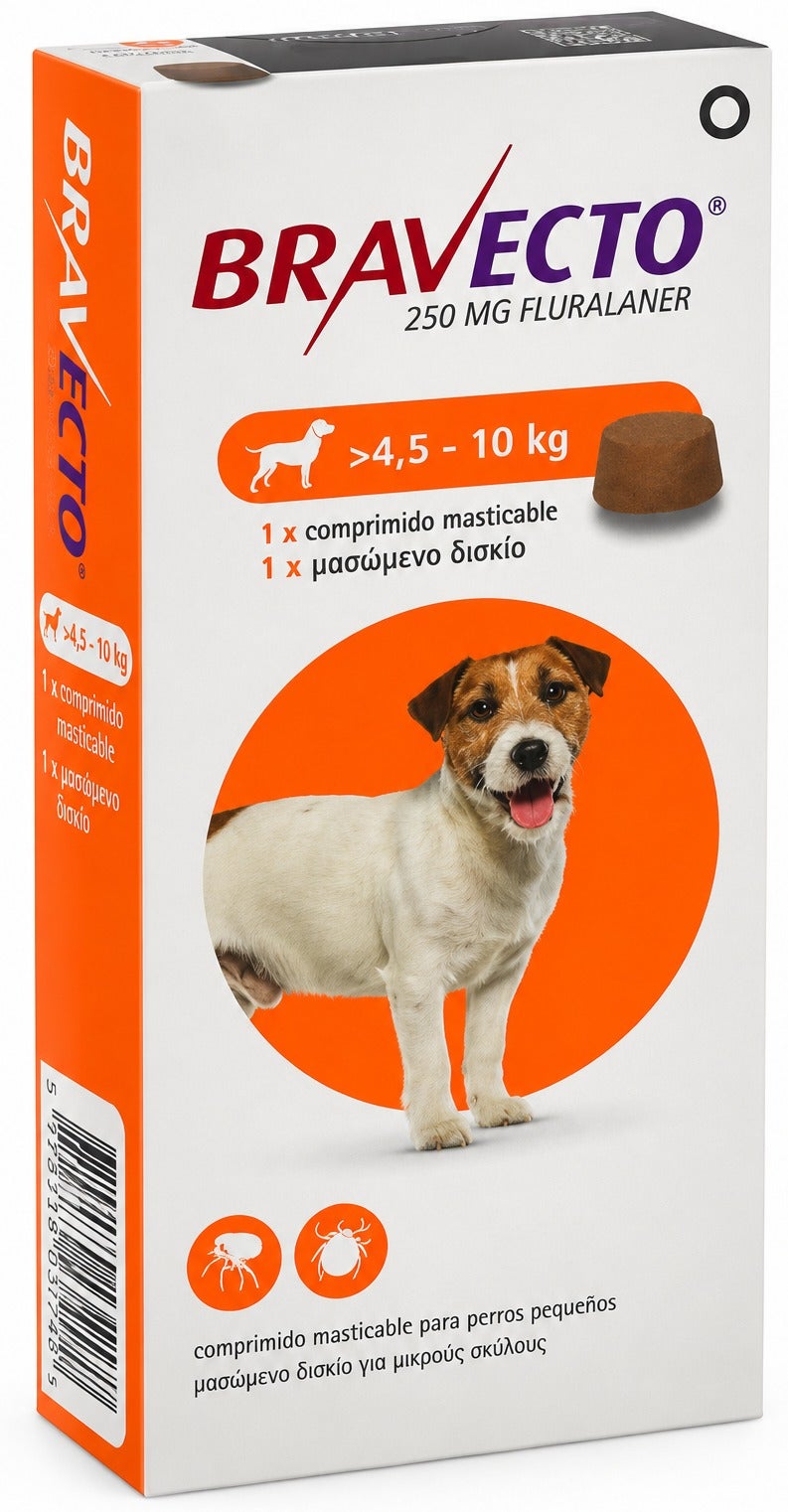 Bravecto Chewable Tablets for Small Dogs (4.5–10 kg) 250mg Fluralaner