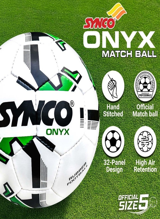 Synco Onyx Football | Rubber Hand Stitch | Match Ball for Professionals | Ideal for Matches in Hard Grounds | Size 5 - Image 4