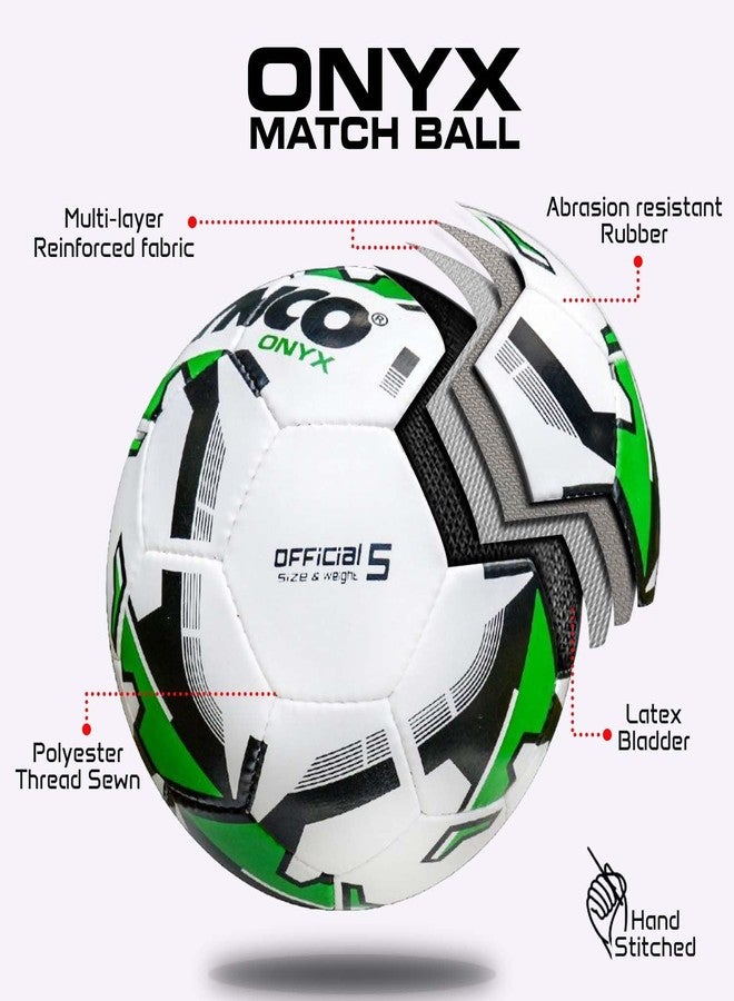 Synco Onyx Football | Rubber Hand Stitch | Match Ball for Professionals | Ideal for Matches in Hard Grounds | Size 5 - Image 3