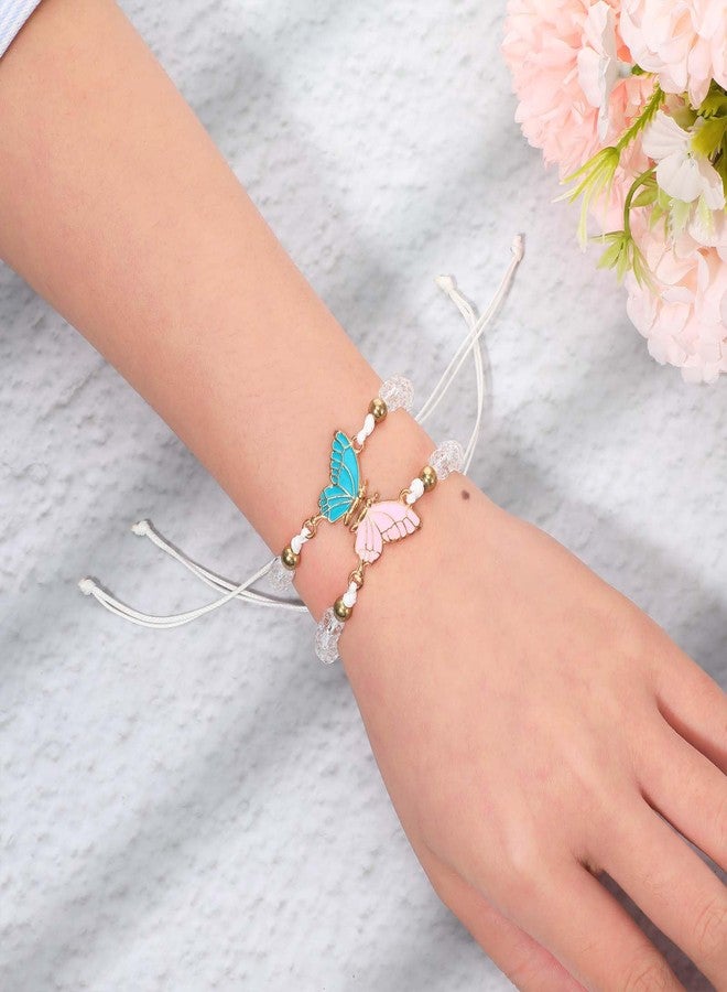 simarro 2pcs Matching Bracelets, Butterfly Friendship Bracelets Adjustable Strand Best Friends Bracelet, Handmade Charm Couples Jewelry Gifts for Women Couples Friend (White) - Image 4