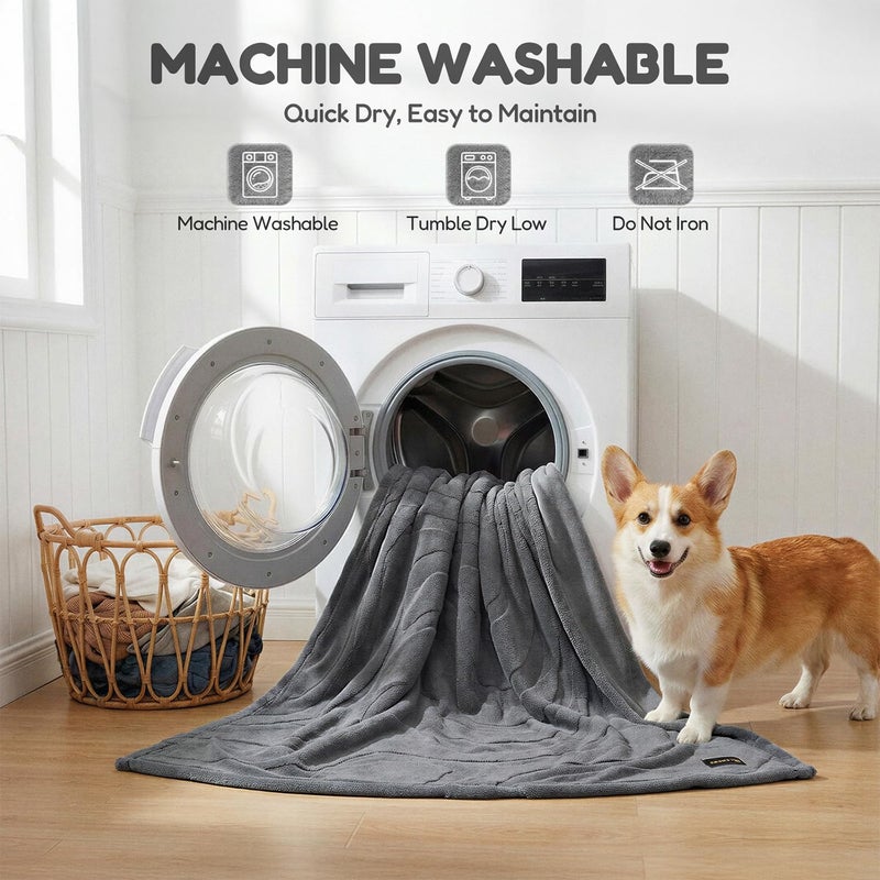 BoxZone Waterproof Dog Blanket for Couch â€“ Double Sided Washable Cat Puppy Blanket, Durable Furniture Protector for Dogs and Cats, Grey L(60Ã—50)" - Image 3