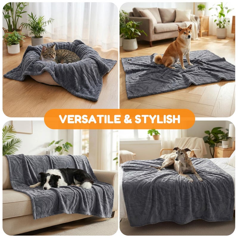 BoxZone Waterproof Dog Blanket for Couch â€“ Double Sided Washable Cat Puppy Blanket, Durable Furniture Protector for Dogs and Cats, Grey L(60Ã—50)" - Image 4
