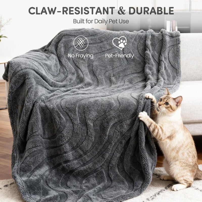 BoxZone Waterproof Dog Blanket for Couch â€“ Double Sided Washable Cat Puppy Blanket, Durable Furniture Protector for Dogs and Cats, Grey L(60Ã—50)" - Image 2
